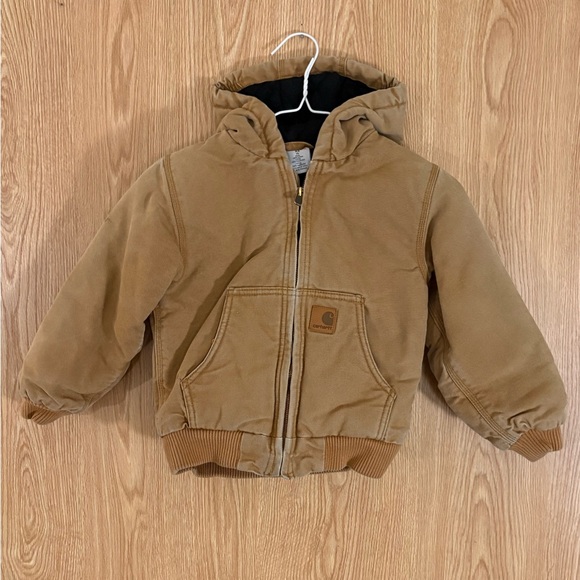 Carhartt Kids Vintage Brown Duck Canvas Blanket Lined Winter Hooded Jacket